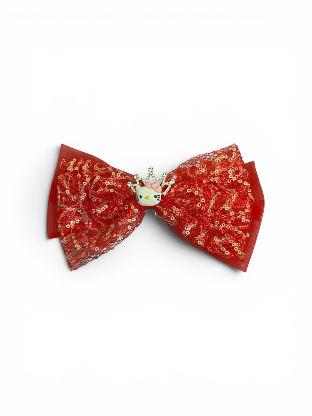 Hello Kitty Red Sequin Bow Hair Clip with Charm